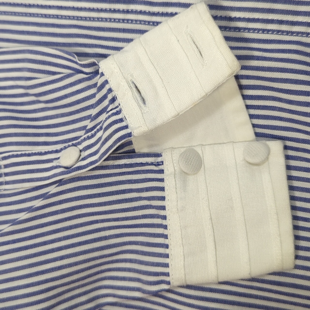 Fil a fil Paris Vintage French Striped Long Sleeve Button Front Shirt - Picture 5 of 9
